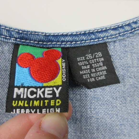 Mickey Unlimited Jerry Leign Denim Dress Overall Women 26 Embroidered Vtg 578 - Picture 10 of 14